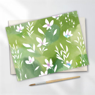 Carte Postale Champs de fleurs blanches Élégante flore printan