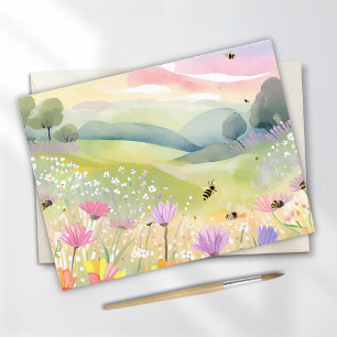 Carte Postale Champs de fleurs d'abeilles printaniers Nature c