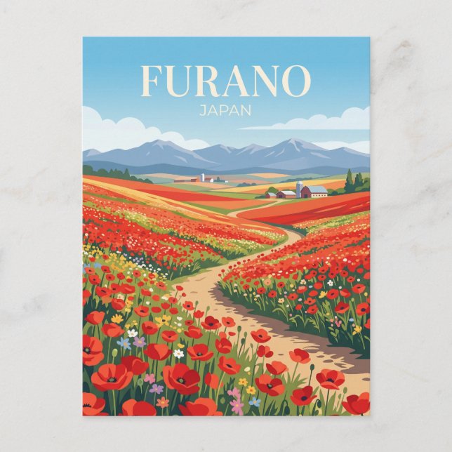 Carte Postale Champs de fleurs de Furano Japon (Devant)