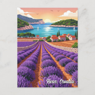Carte Postale Champs de lavande de Hvar en Croatie