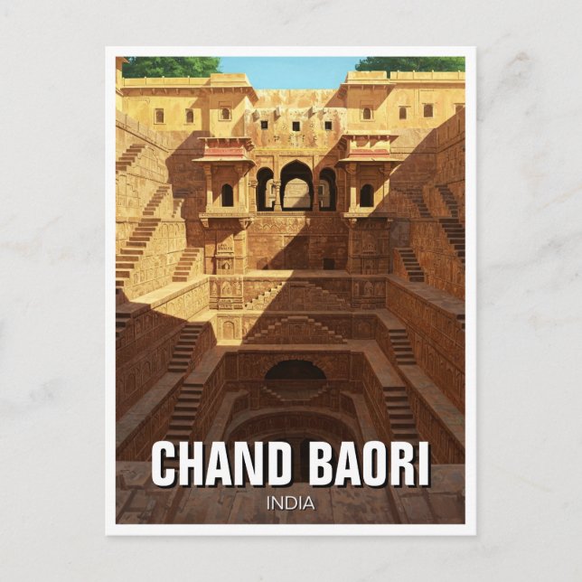 Carte Postale Chand Baori Stepwell Voyage en Inde (Devant)