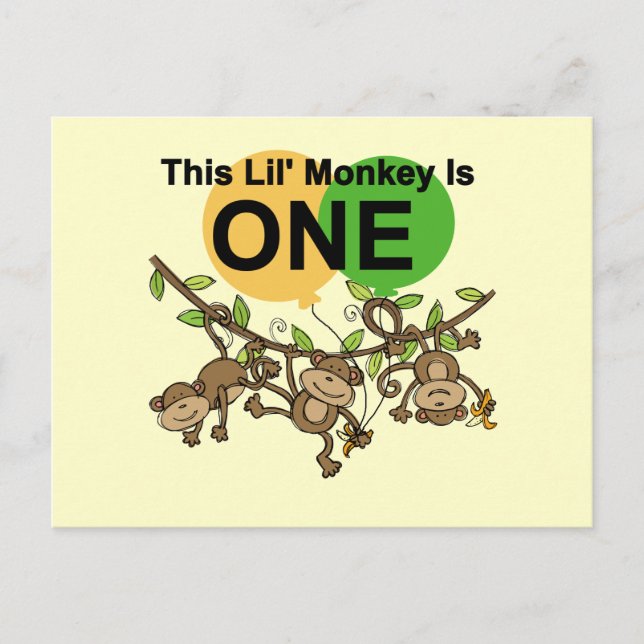 Carte Postale Chandails et cadeaux 1er anniversaire des singes (Devant)