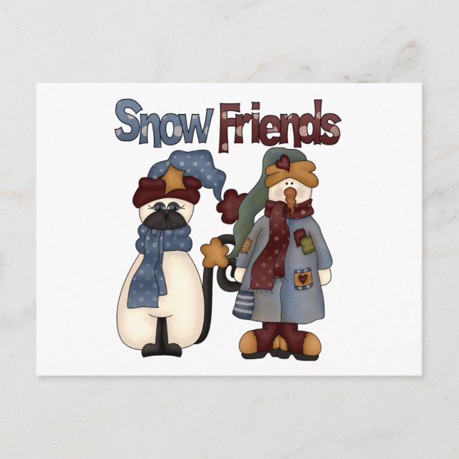 Carte Postale Chandails et cadeaux d'amis de la neige (Devant)