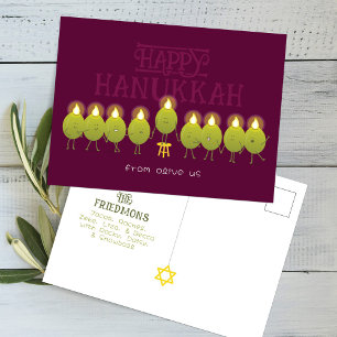 Carte Postale Chandeleur de Hanukkah Olives, Groupe de Vin