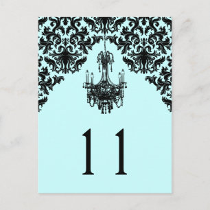 Carte Postale Chandelier bleu et noir Damas Numéro de tableau