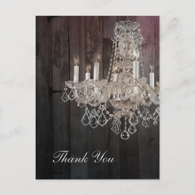 Carte Postale Chandelier rustique en bois de grange mariage merc (Devant)