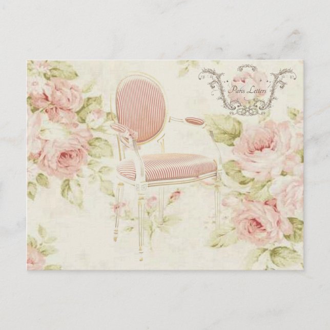 Carte Postale Chandelier Vintage Budoir Rose Floral (Devant)