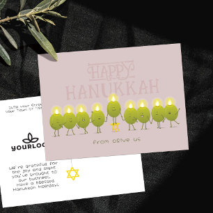 Carte Postale Chandelle de Hanukkah Olives Logo de la société