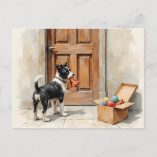 Carte Postale Changement d'adresse amusant de chien noir et blan