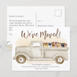 Carte Postale Changement D'Adresse, Chats, Faire-part De Camion