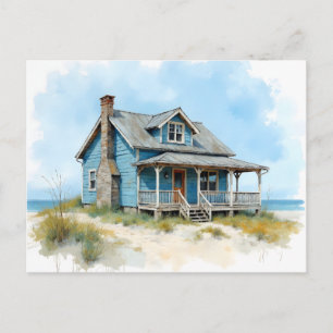 Carte Postale Changement d'adresse Cottage de plage Style aquare
