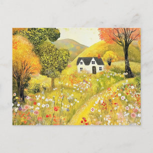 Carte Postale Changement d'adresse Cottage et Fleurs