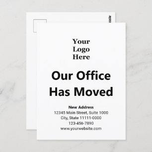 Carte Postale Changement d'adresse de l'entreprise Noir et blanc