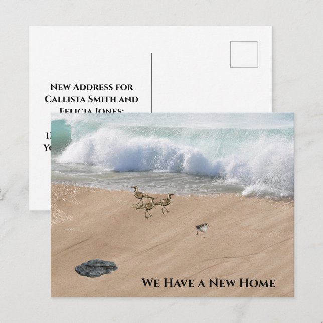 Carte Postale Changement d'adresse de scène de plage (Devant / Derrière)