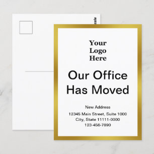 Carte Postale Changement d'adresse d'entreprise Modèle Gold et W