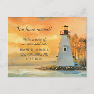 Carte Postale Changement d'adresse Peinture phare côte coucher d