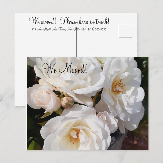Carte Postale Changement d'adresse Rose Romantique (Devant / Derrière)