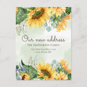 Carte Postale Changement d'adresse Sunflowers Pays verdoyant