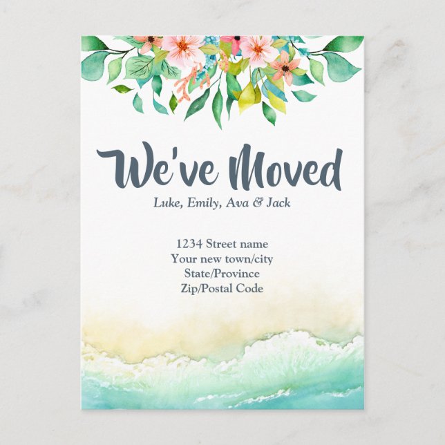 Carte Postale Changement d'adresse tropical (Devant)