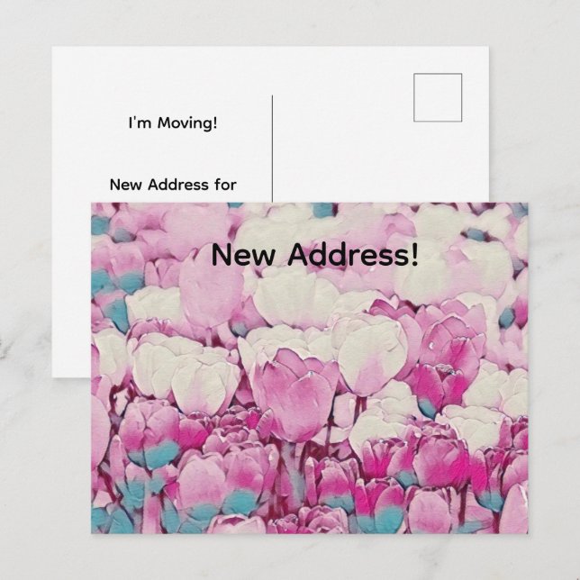 Carte Postale Changement d'adresse Tulipe Blush (Devant / Derrière)