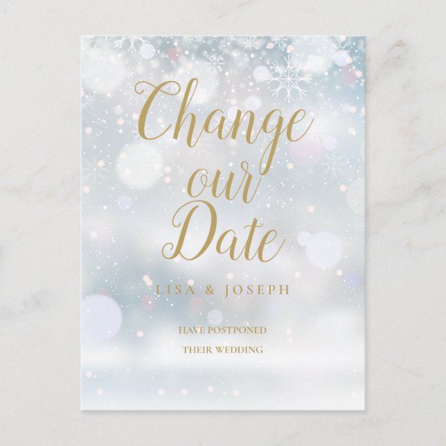 Carte Postale Changement de date de script doré Événement hivern (Devant)