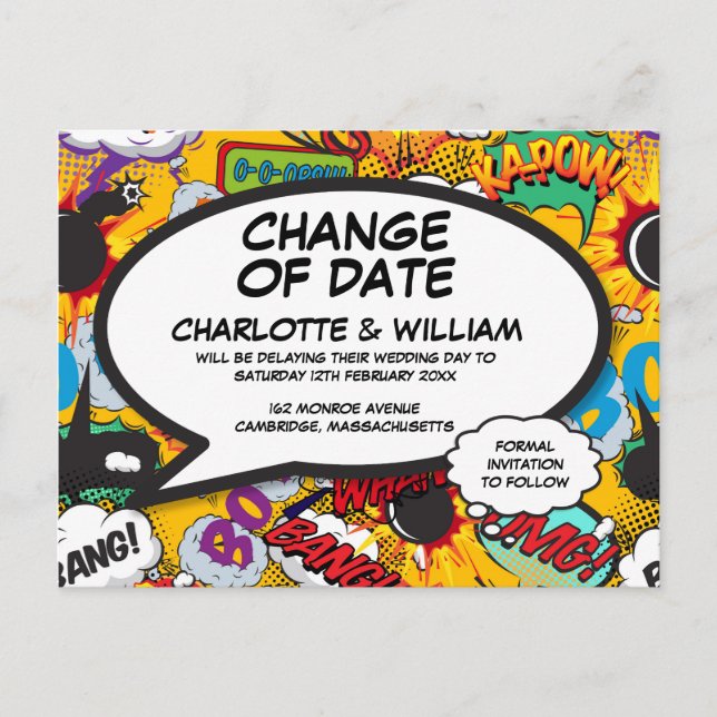 Carte Postale Changement de date Fun reporté Bande dessinée mode (Devant)