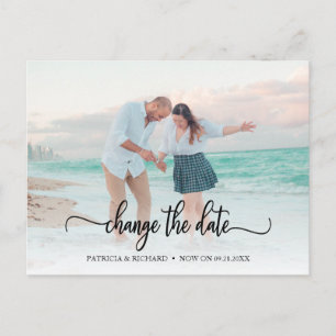 Carte Postale Changement de date Mariage reporté Chic Script