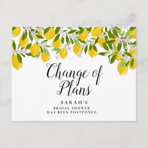 Carte Postale Changement de Date Report Événement Annulé Citrons