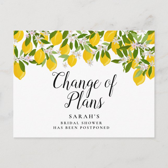 Carte Postale Changement de Date Report Événement Annulé Citrons (Devant)