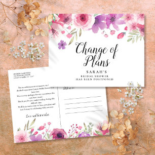 Carte Postale Changement de date report événement annulé Floral