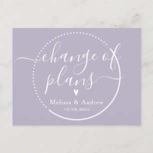 Carte Postale Changement de plan Elegant Lilac Mariage Report