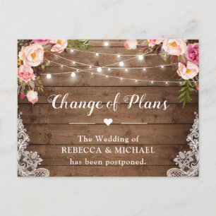 Carte Postale Changement de plan Rustique Floral Lace Lights