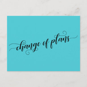 Carte Postale Changement de plan Turquoise Reporté Mariage