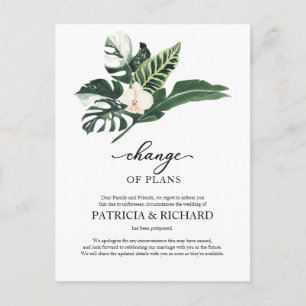 Carte Postale Changement De Plans Report Mariage Tropical