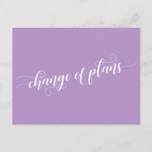 Carte Postale Changement Élégant de Plans de Mariage Reporté Vio