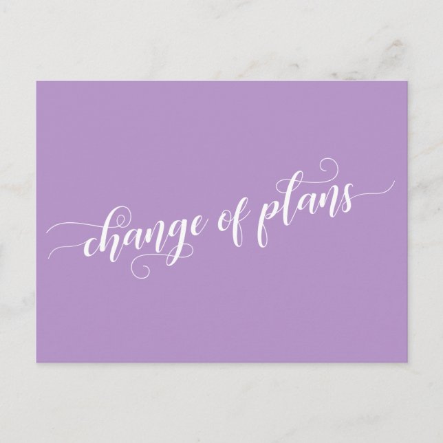 Carte Postale Changement Élégant de Plans de Mariage Reporté Vio (Devant)