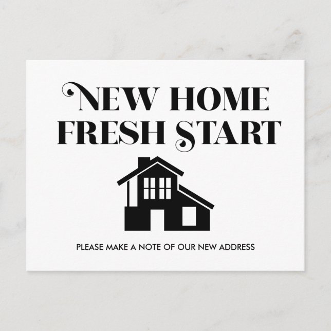 Carte Postale Changement minimaliste moderne Adresse Noir Blanc (Devant)