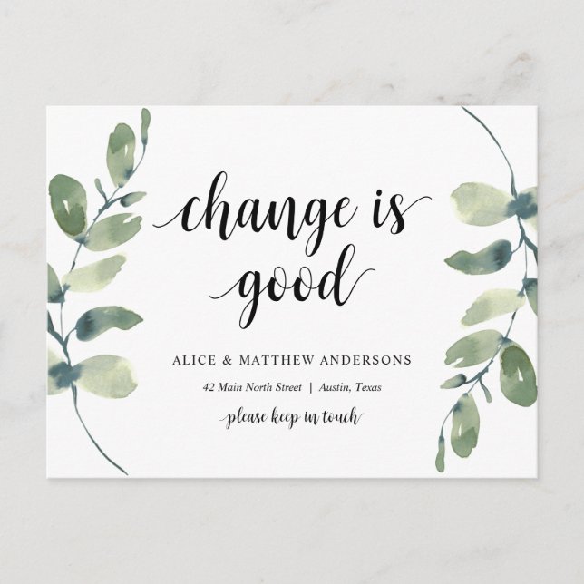 Carte Postale Changer est bon, Nouveau Faire-part d'adresse rési (Devant)