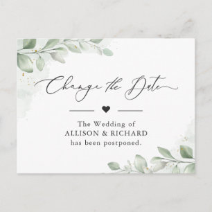 Carte Postale Changer la date Chic verdure Eucalyptus Reporté