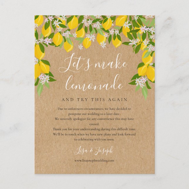 Carte Postale Changer la Date Citrons Rustiques Photo (Devant)