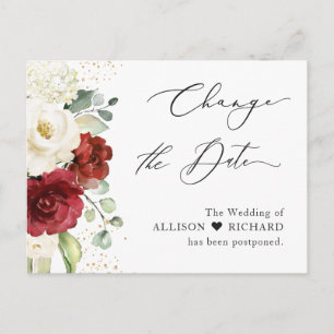 Carte Postale Changer la date du script Fleurs blanches et rouge