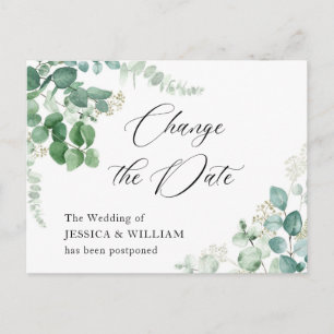 Carte Postale Changer la date Élégant mariage eucalyptus