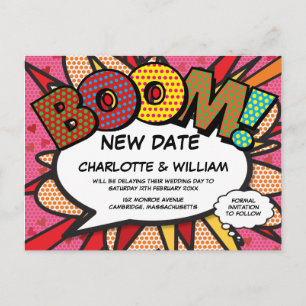 Carte Postale Changer la date Nouvelle date Pink Modern Fun
