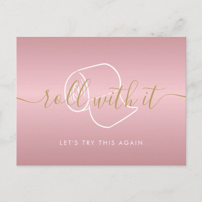 Carte Postale Changer la date reportée Annulée Chic Rose Gold (Devant)