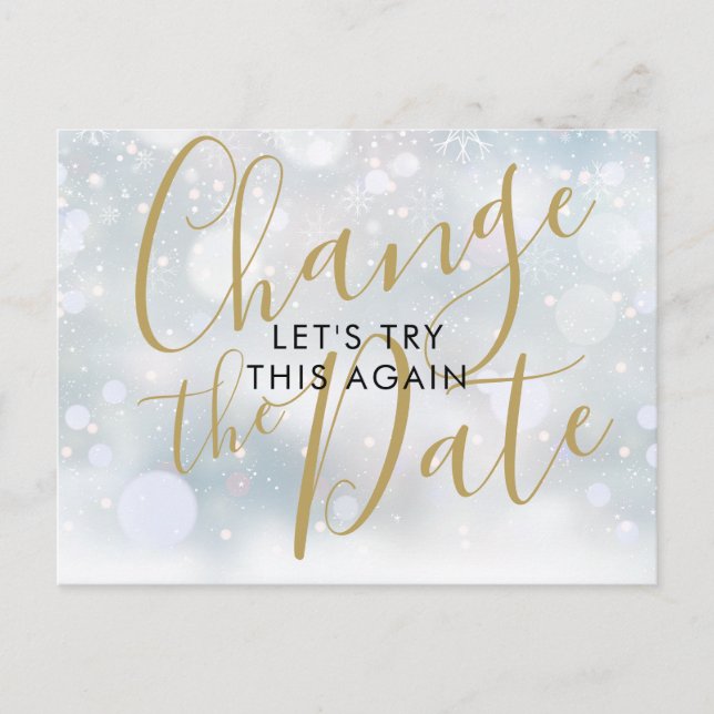 Carte Postale Changer la date reportée Annulée Evénement d'hiver (Devant)