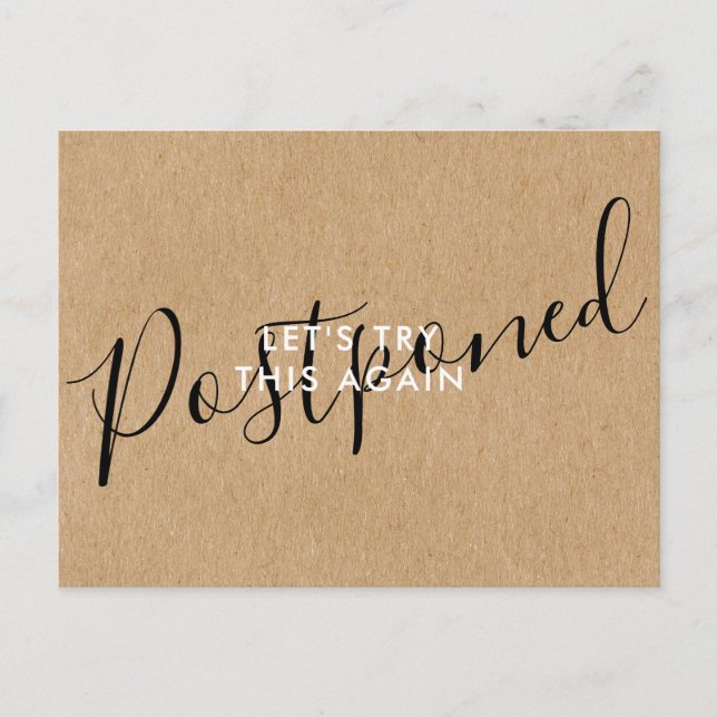 Carte Postale Changer la date Reportée Événement Annulé Rustique (Devant)