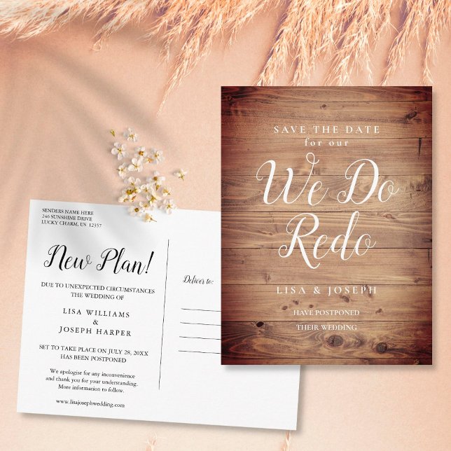 Carte Postale Changer la date Rustique Nous faisons Redo reporté (Créateur téléchargé)