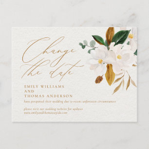 Carte Postale Changer la date Script Elegant Aquarelle Magnolia