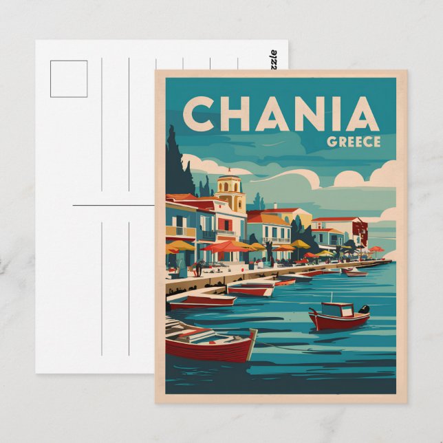 Carte Postale Chania Grèce plages cadeaux souvenirs (Devant / Derrière)