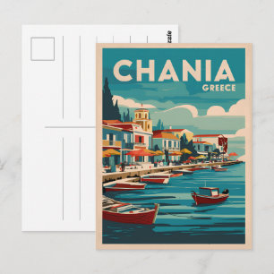 Carte Postale Chania Grèce plages vintages cadeaux souvenirs
